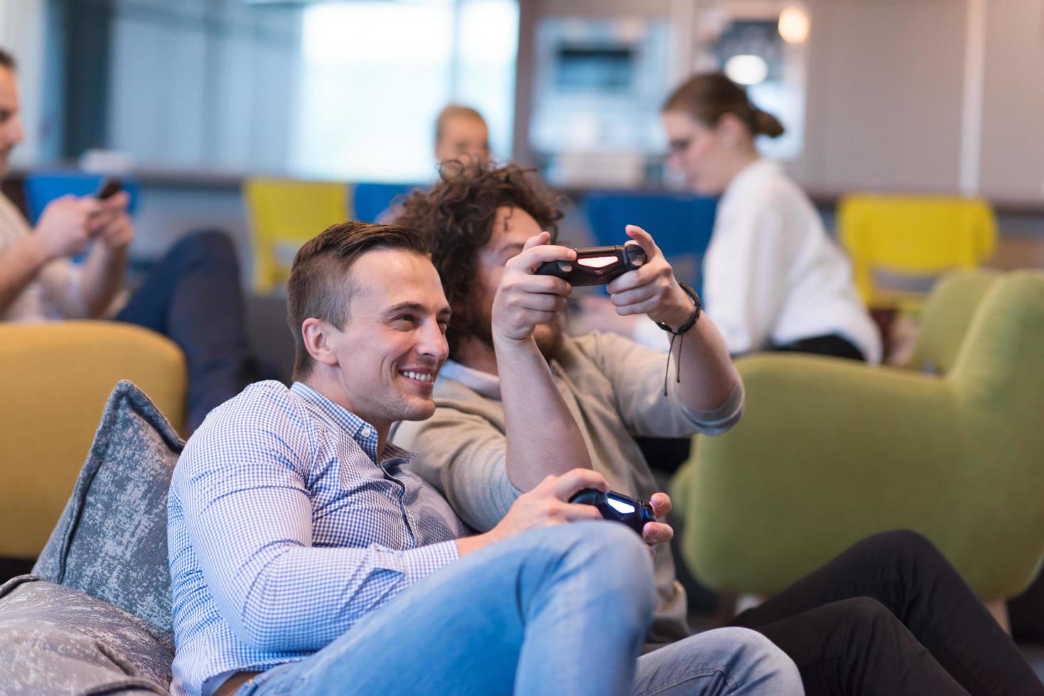 startup Office Workers Playing computer games photo
