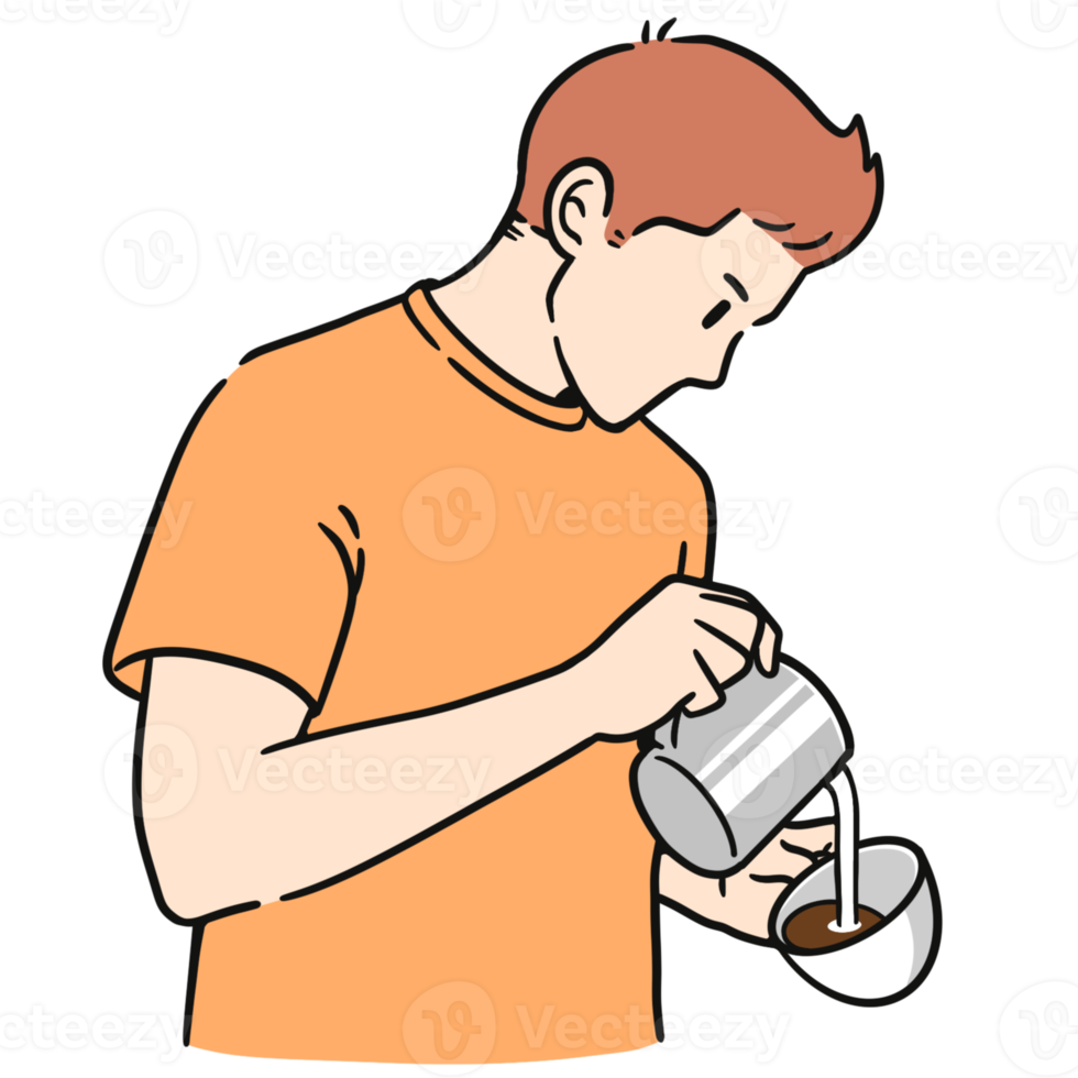 a male barista making coffee png