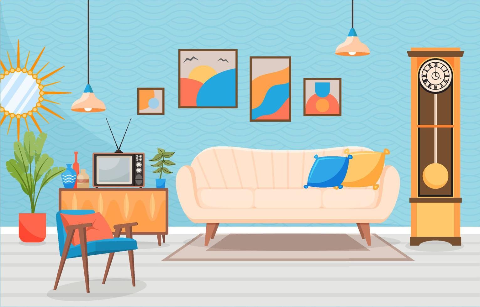 Retro Interior Background vector