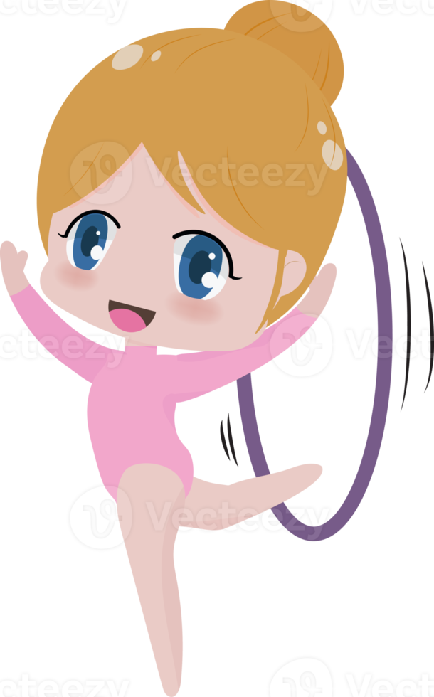 cute gymnast girl character flat style png