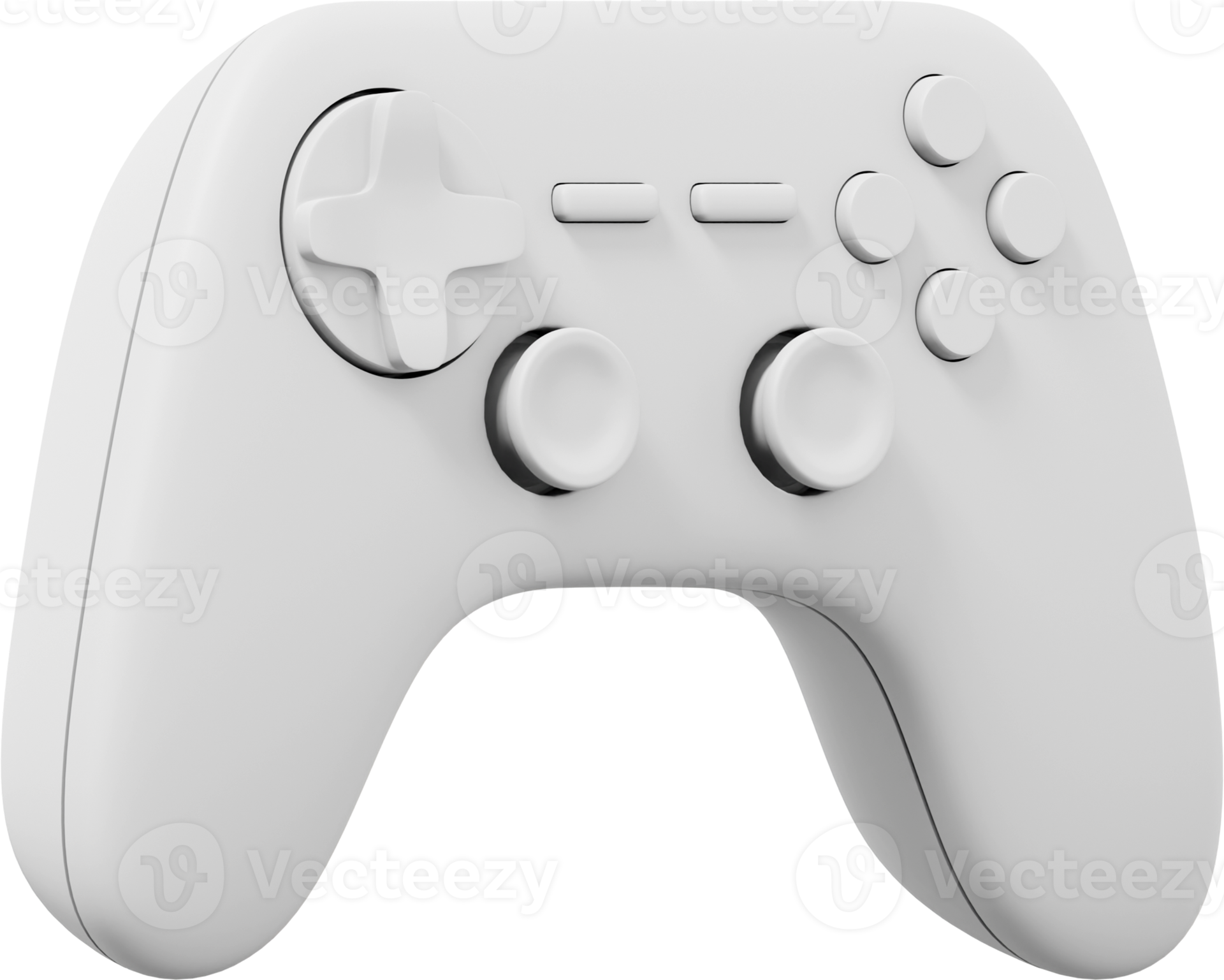 Realistic console game controller. White PNG icon on transparent