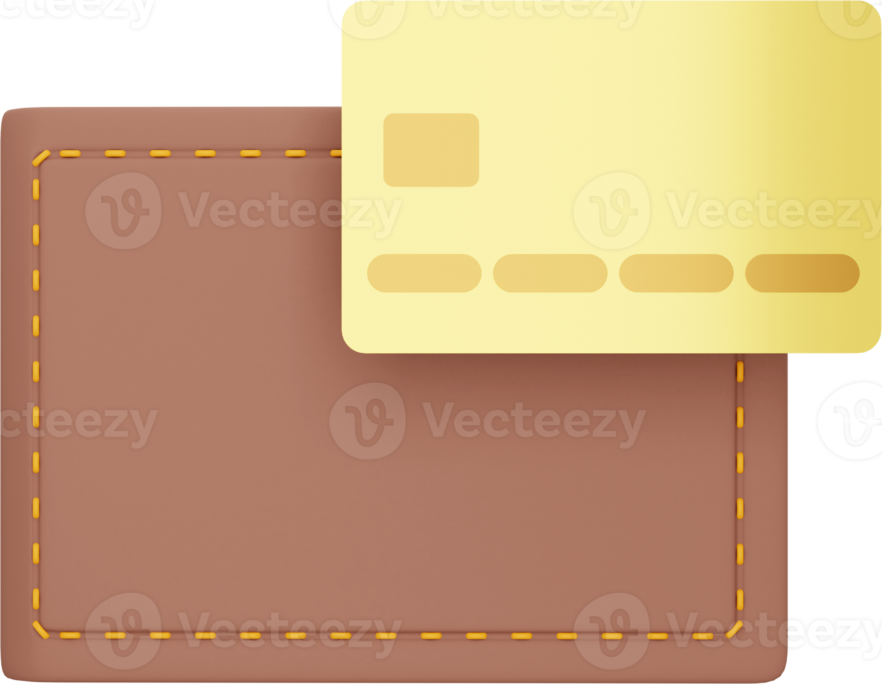 Wallet with credit card. PNG icon on transparent background.