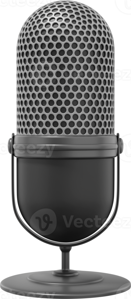 Modern Microphone. Realistic PNG isolated icon on transparent background. 3D rendering.