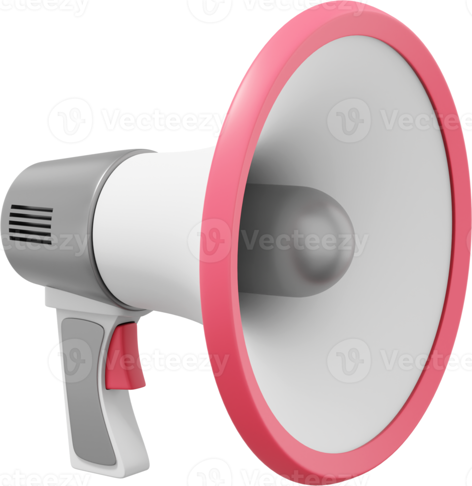 Megaphone realistic. PNG icon on a transparent background. 3D rendering.