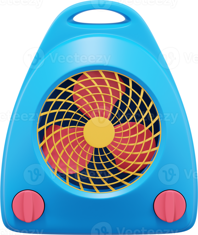 Electric fan heater. Multicolored PNG icon on transparent background. 3D rendering.