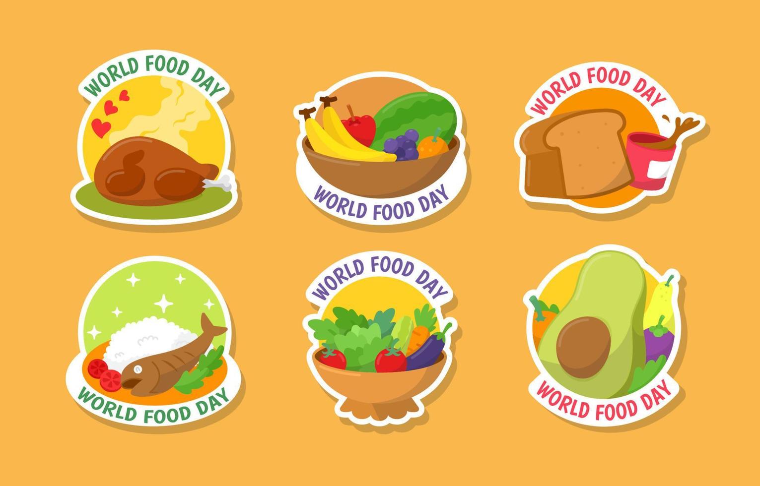 Set World Food Day Stickers vector