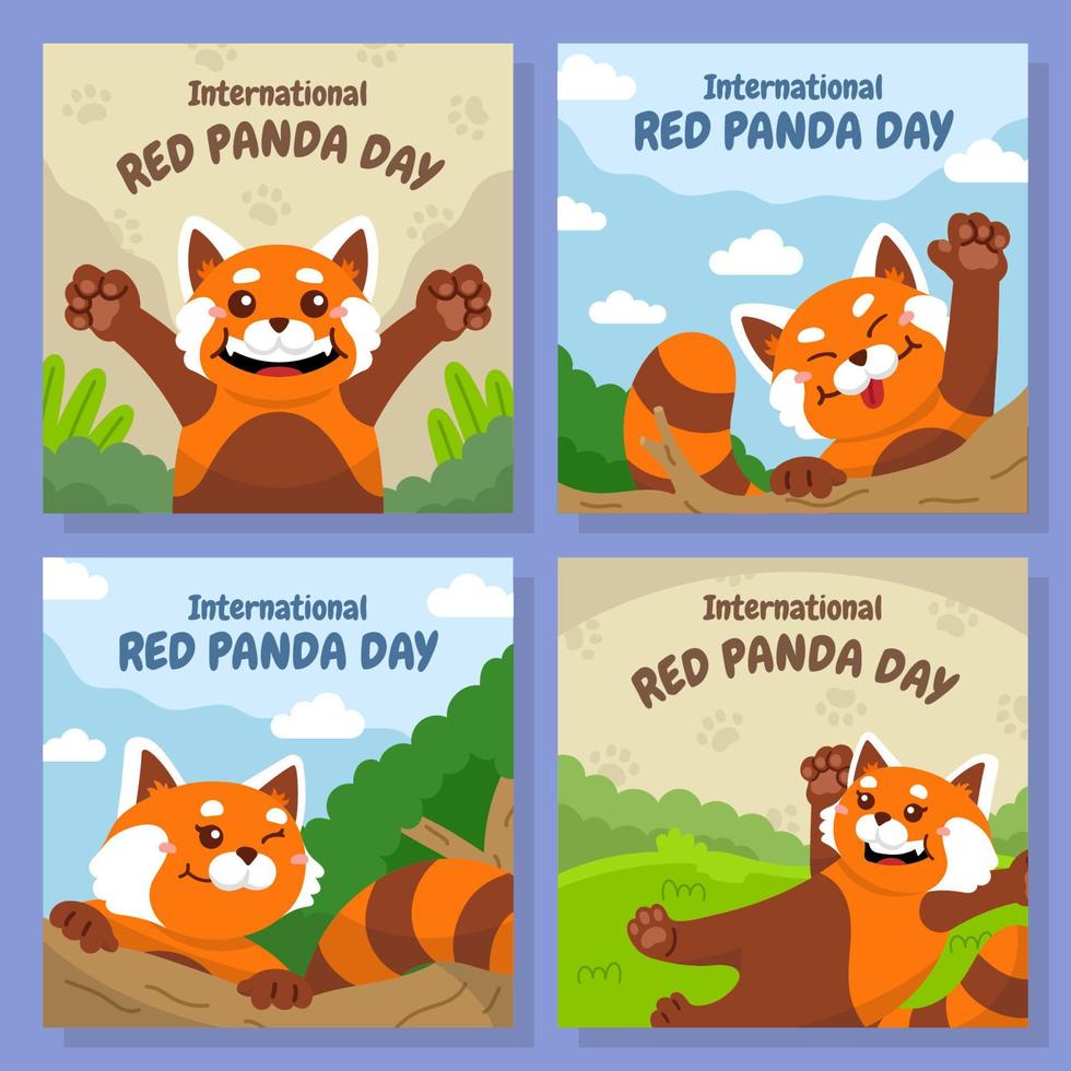 Hand drawn funny red pandas vector