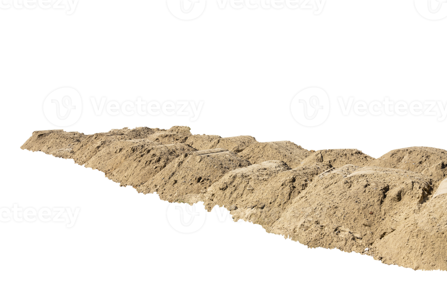 Baustelle mit Sandhaufen. Sandhaufen auf einem isolierten weißen Hintergrund. transparenter Hintergrund. png. Platz kopieren. png