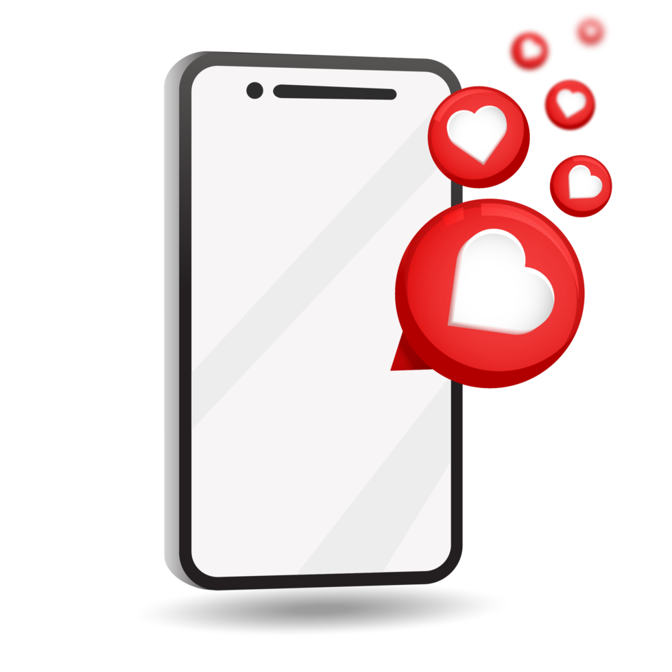 Mobile Phone With Love For Social Media png