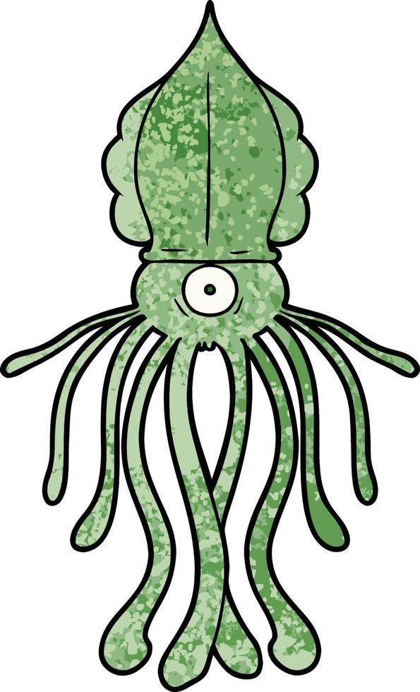 cartoon green squid vector