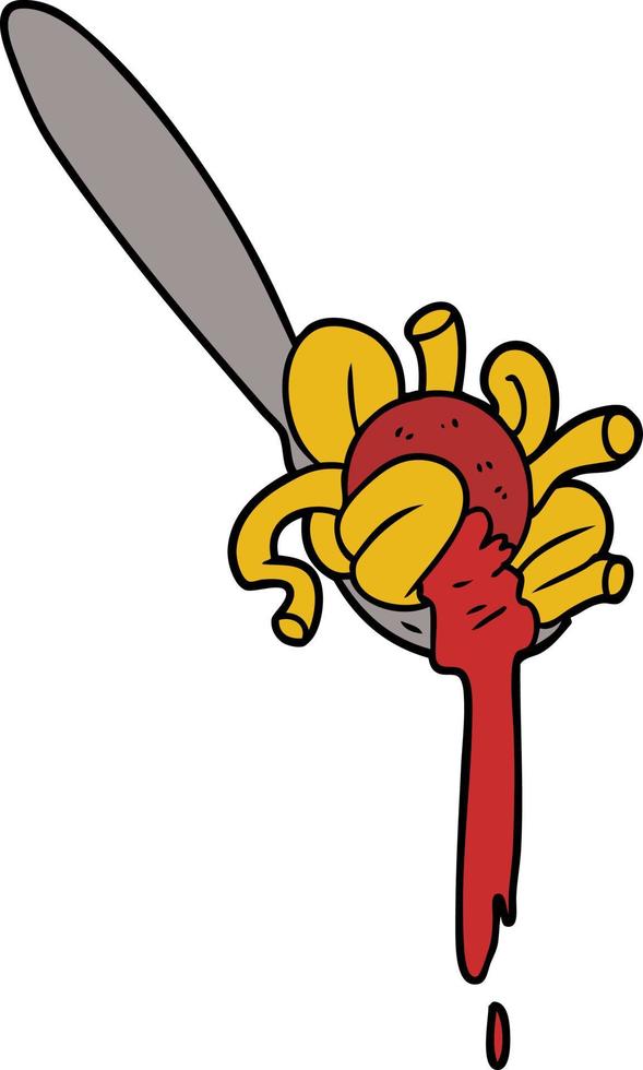 cartoon spaghetti on the spoon vector