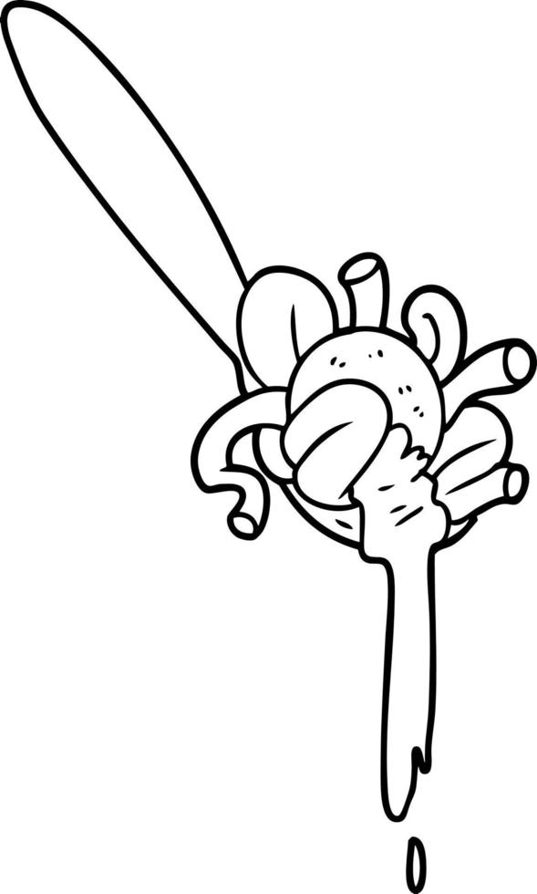 cartoon spaghetti on spoon vector