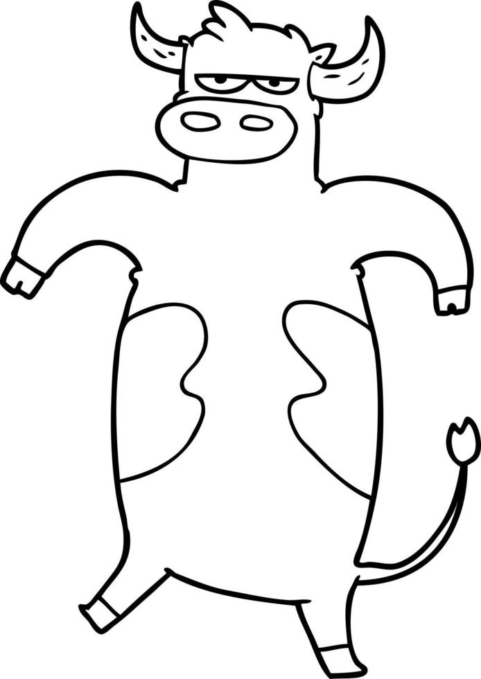 cartoon bull line art vector
