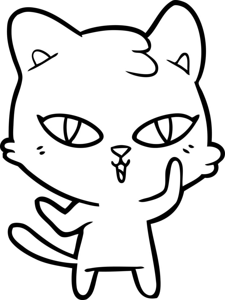 arte de línea de gato de dibujos animados vector