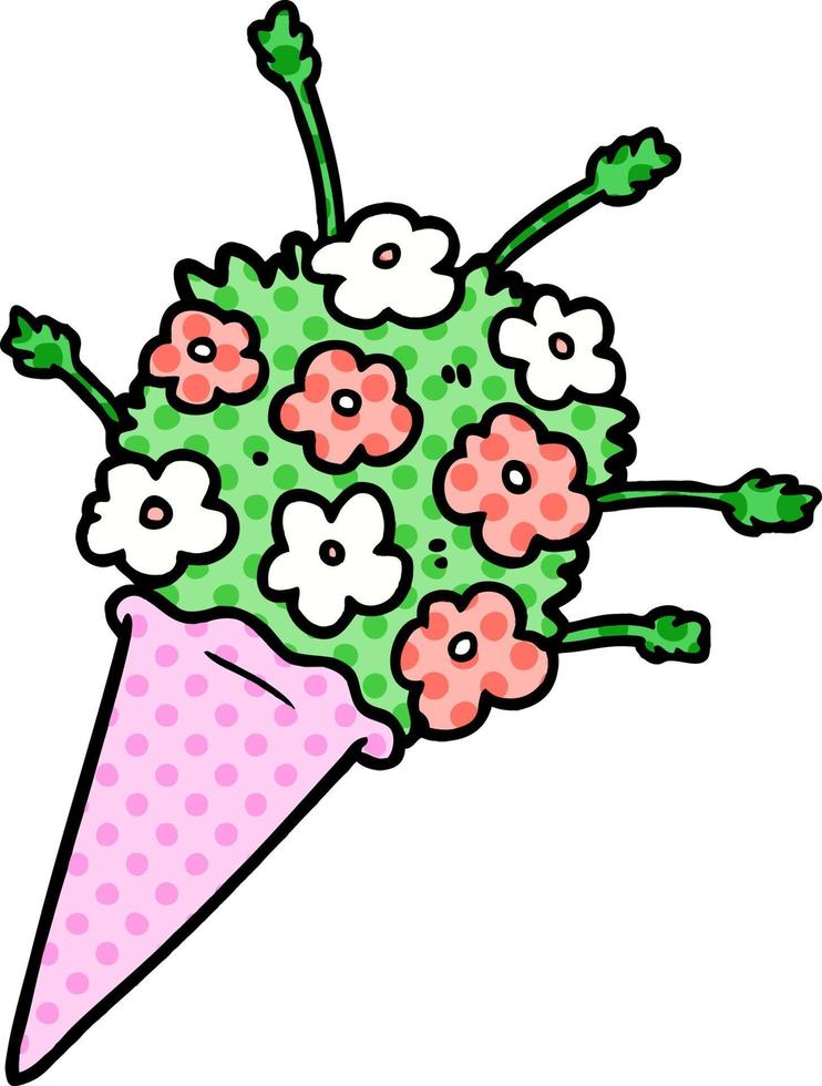 cartoon bouquet of flowers vector