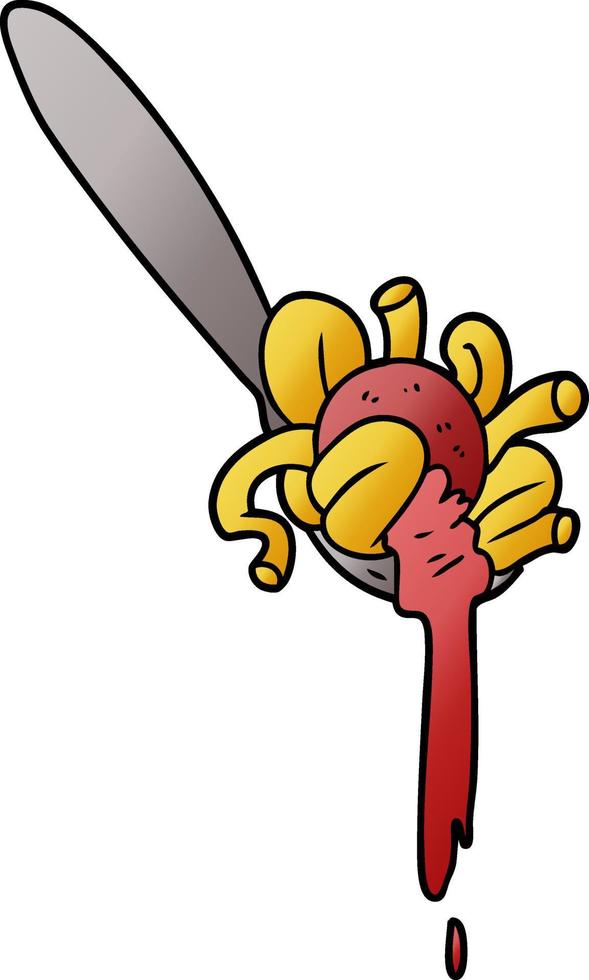 cartoon spaghetti on spoon vector