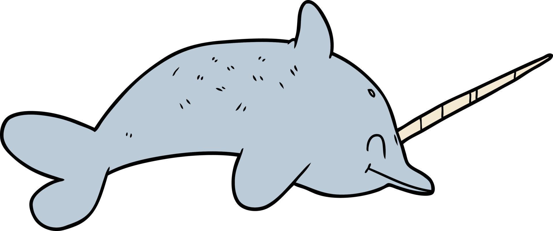 cartoon narwhal character vector