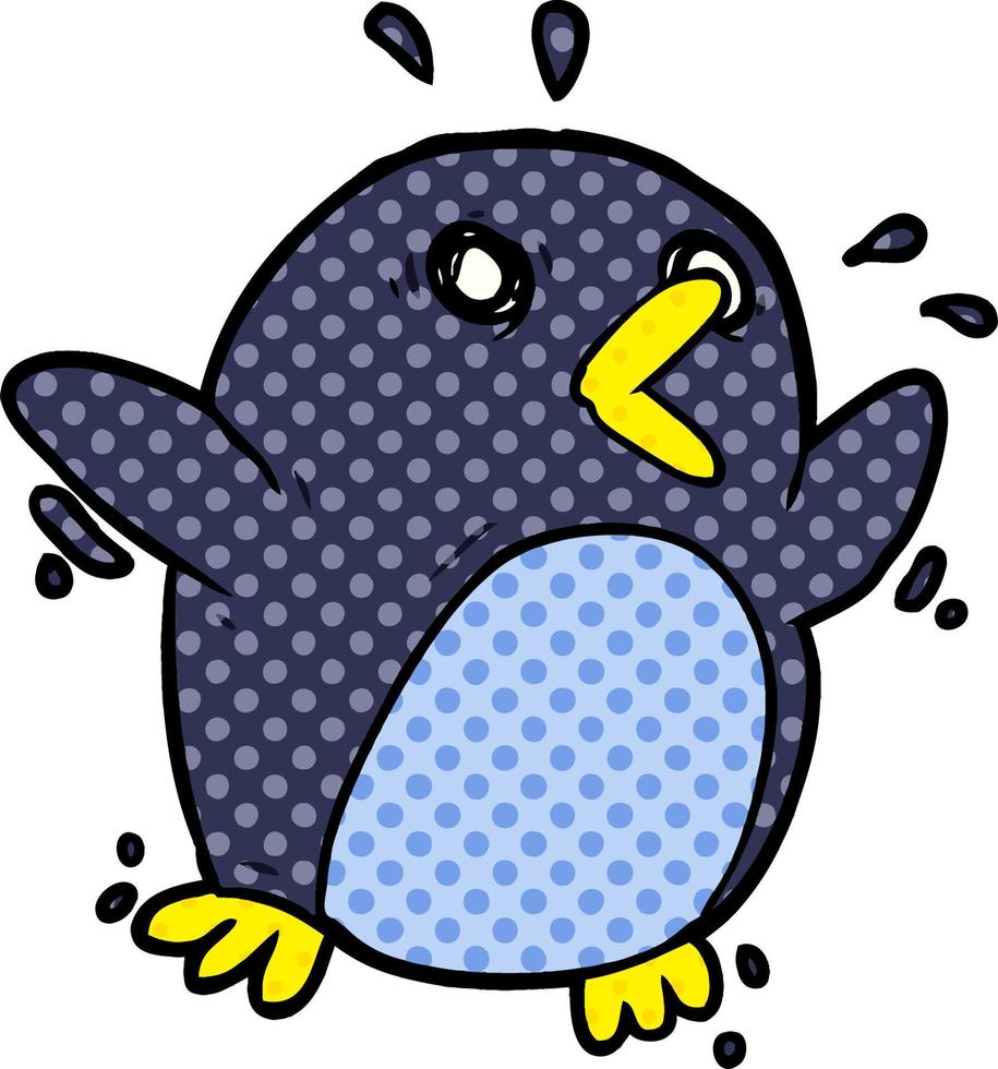 cartoon frightened penguin vector