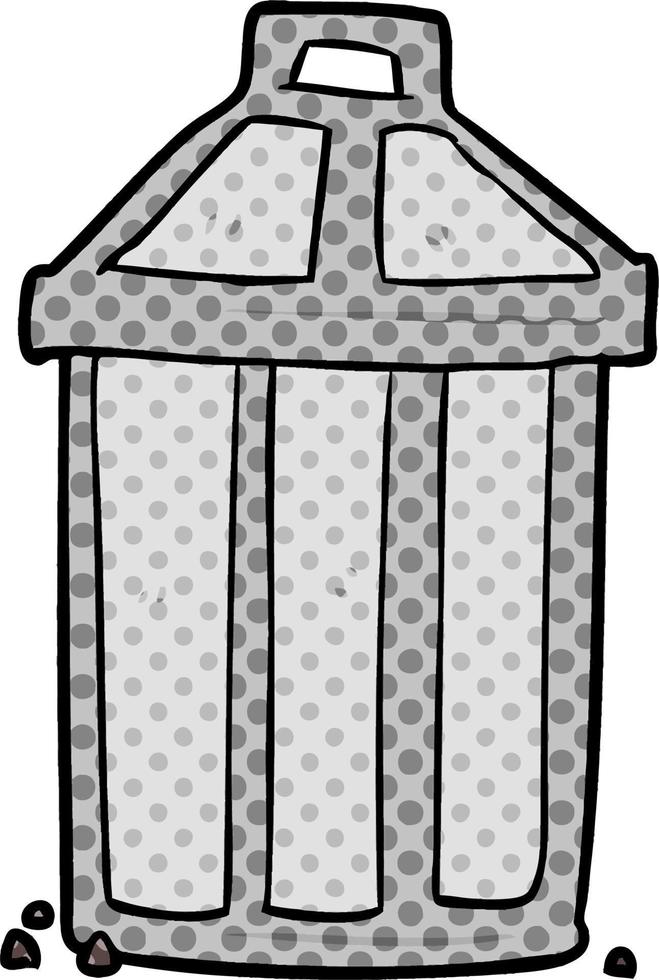 cartoon old metal garbage can vector