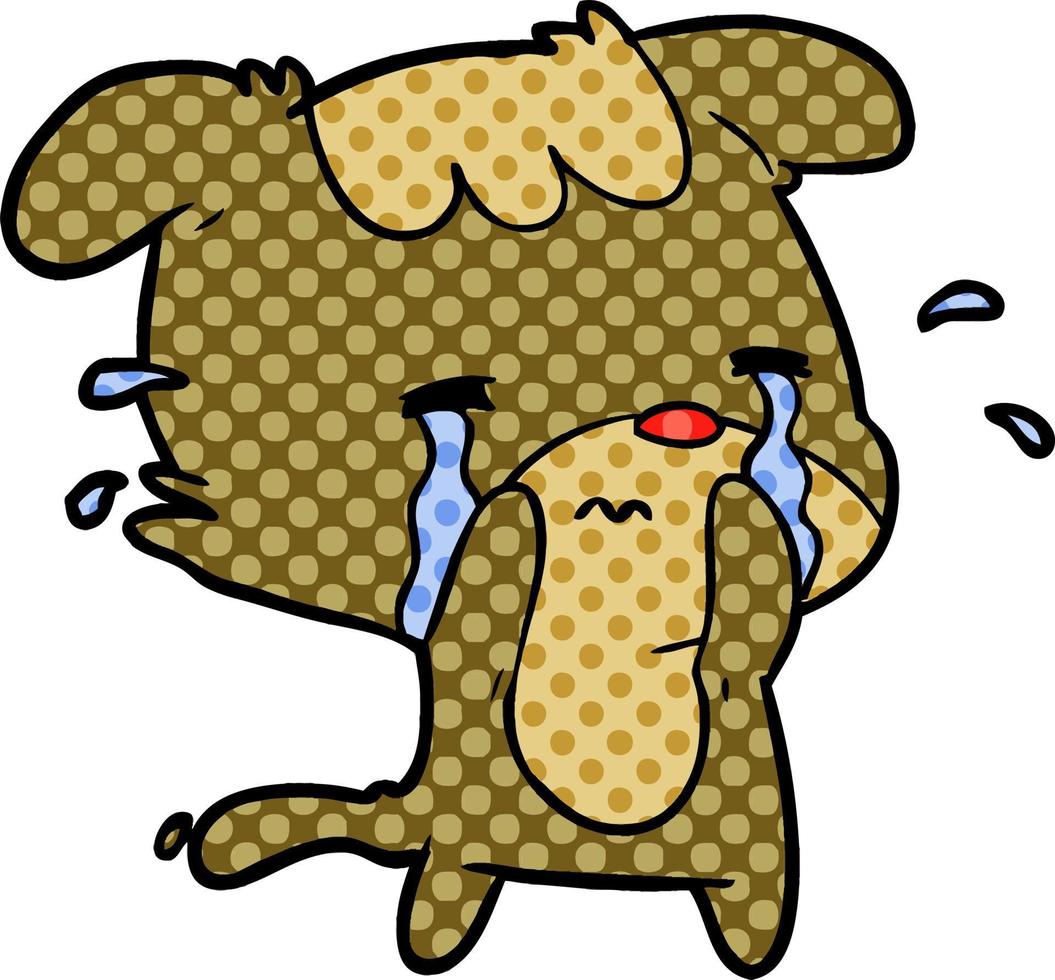 cartoon sad dog crying vector