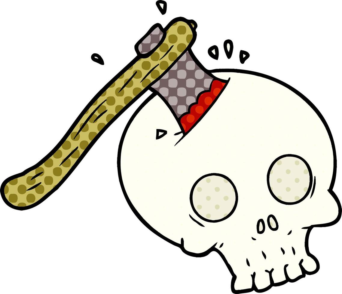 cartoon axe in skull vector