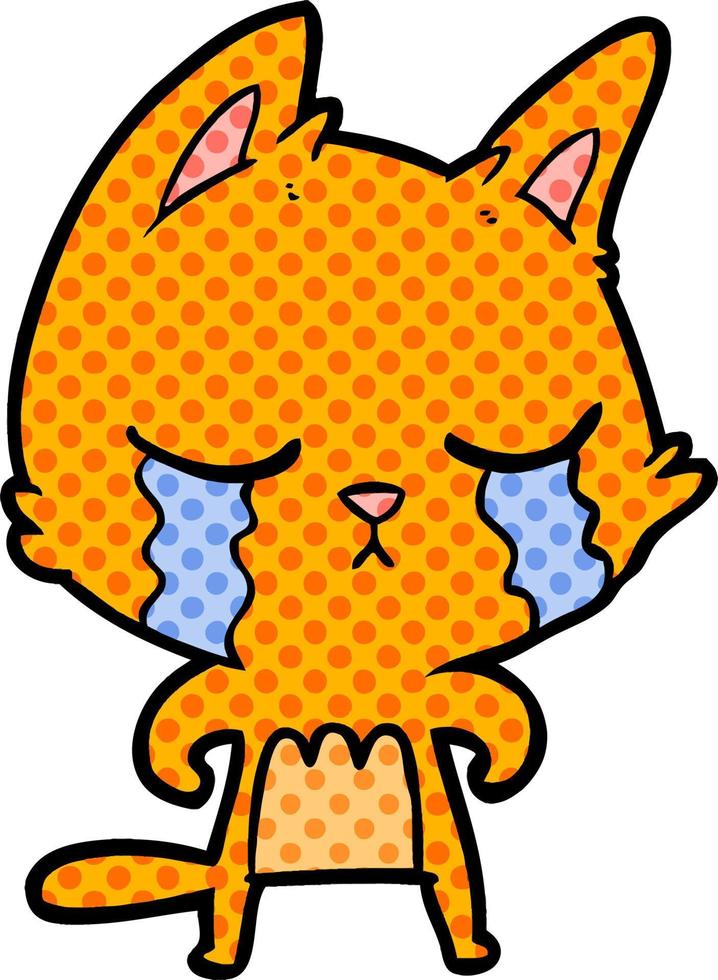 crying cartoon cat vector