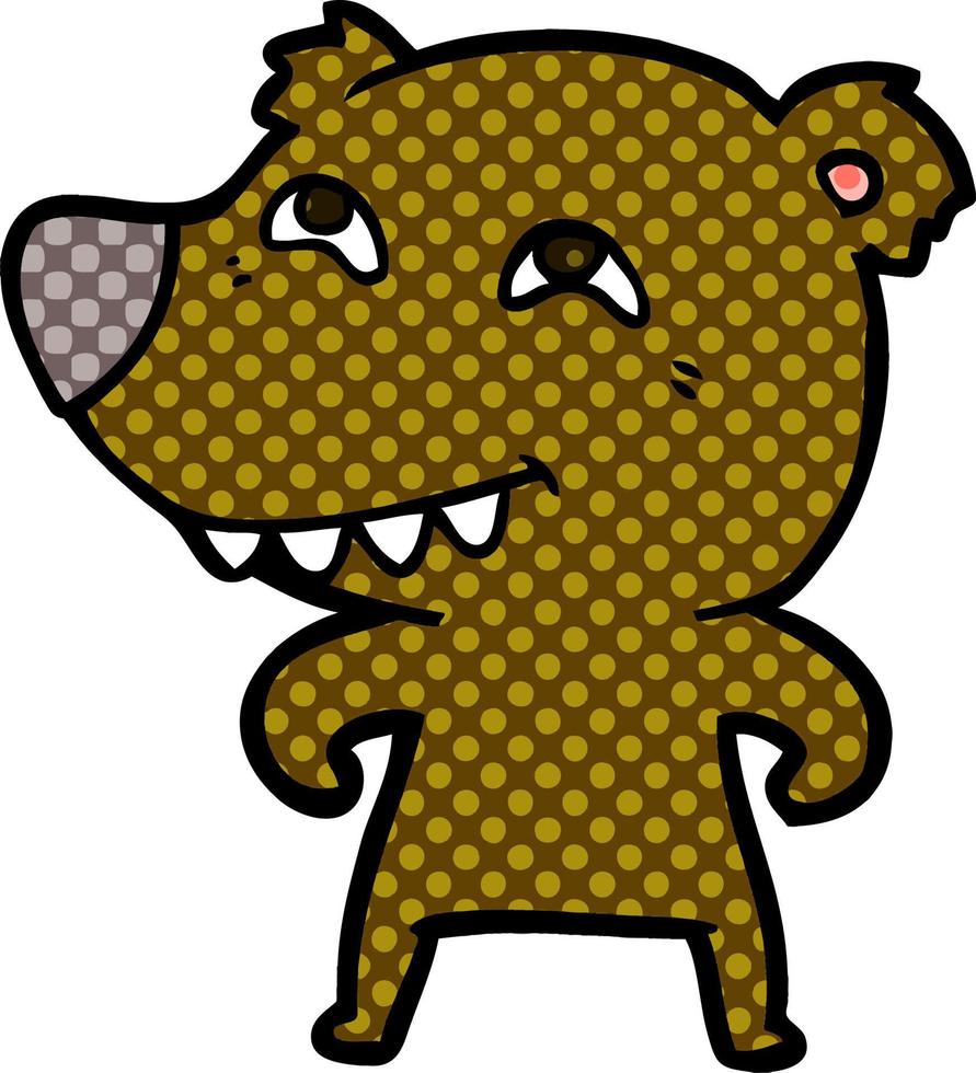 cartoon bear showing teeth vector