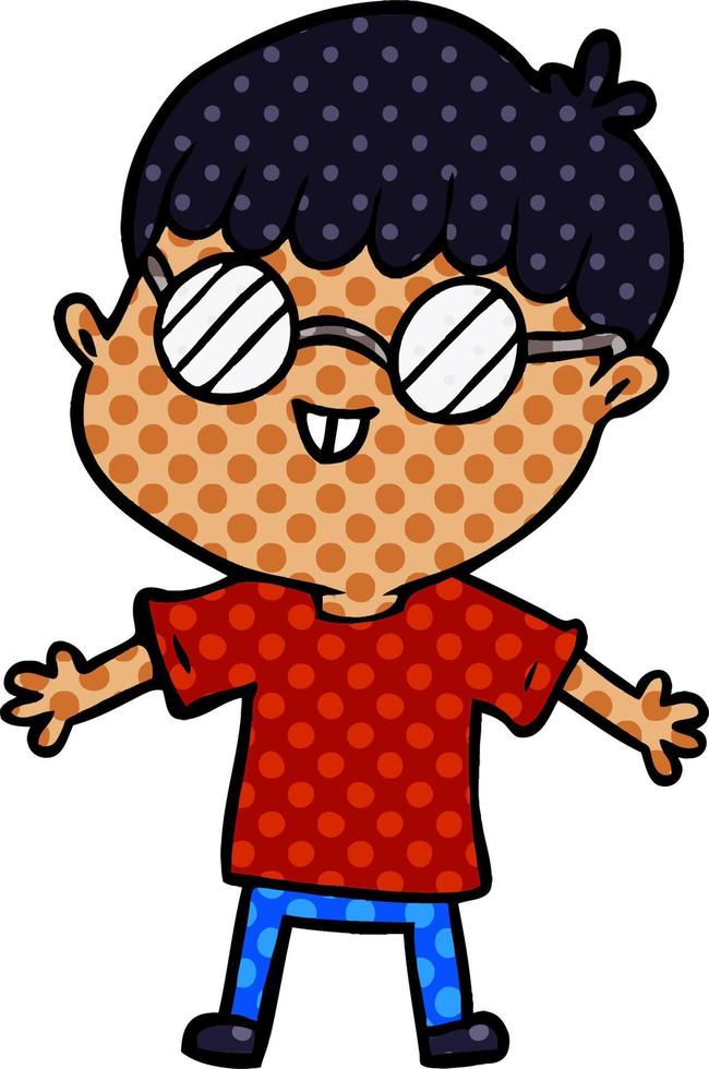 cartoon boy wearing spectacles vector