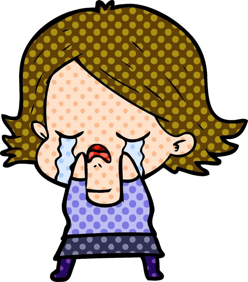 cartoon girl crying vector