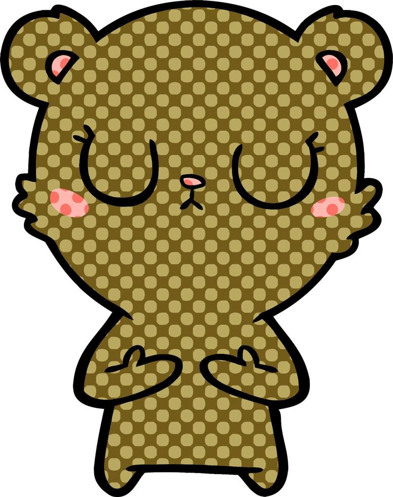 peaceful cartoon bear cub vector