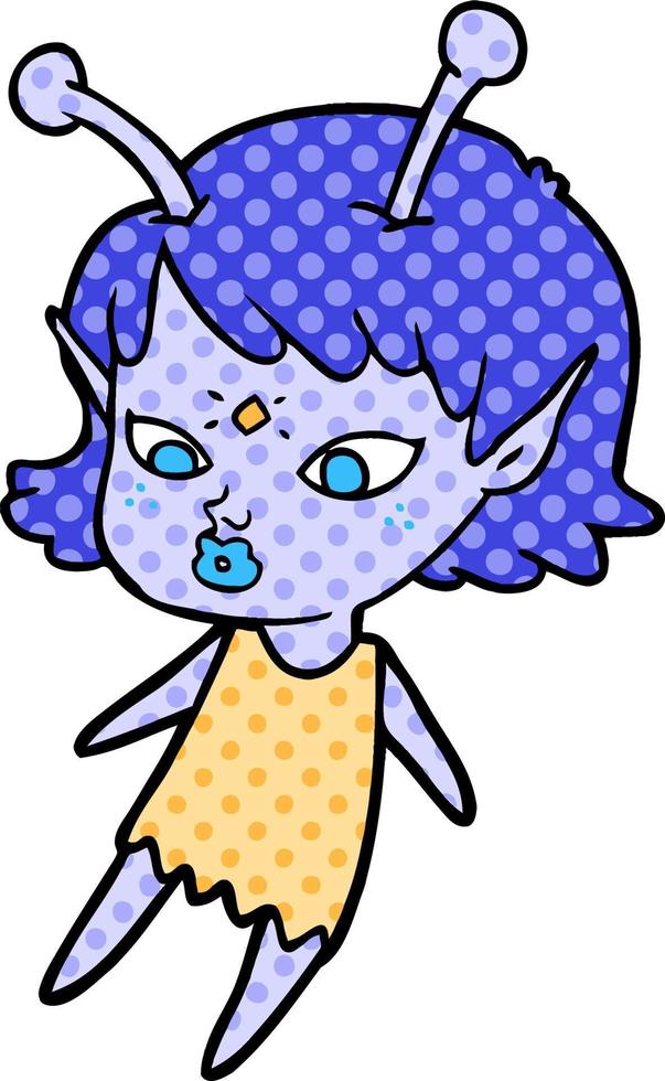 pretty cartoon alien girl vector