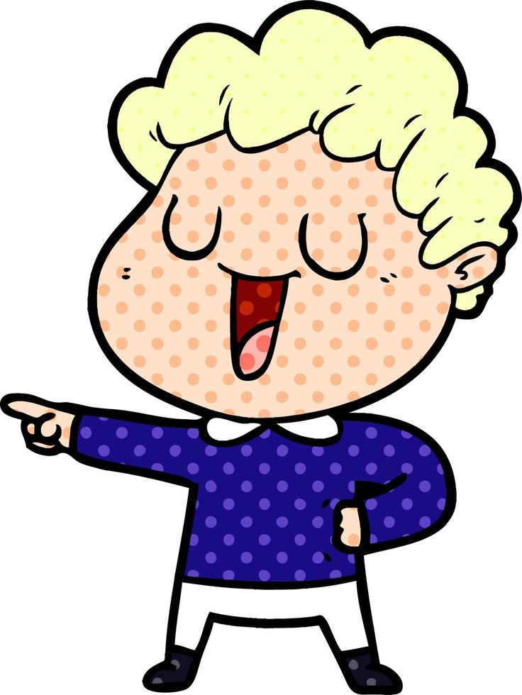 laughing cartoon man pointing vector