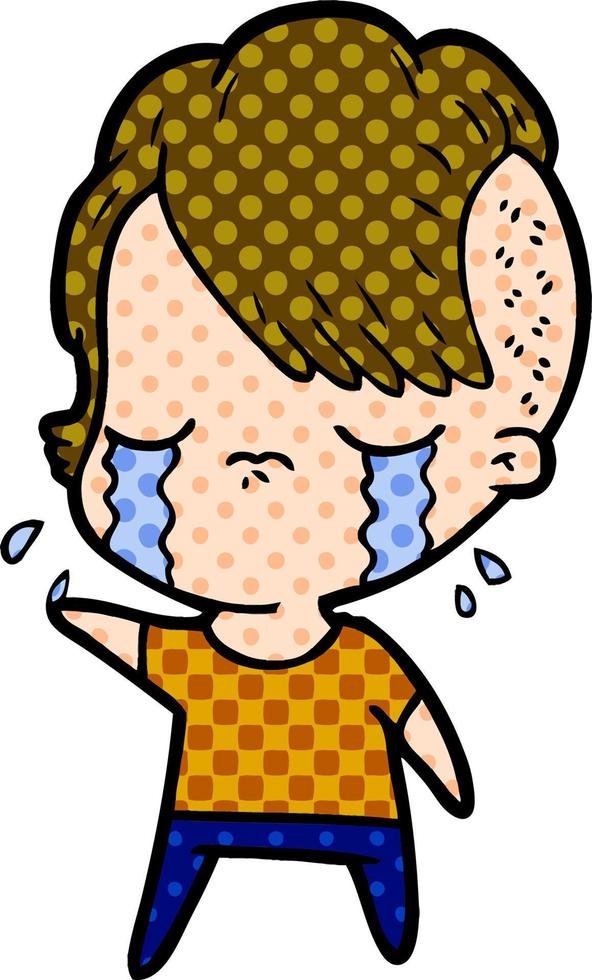 cartoon crying girl vector