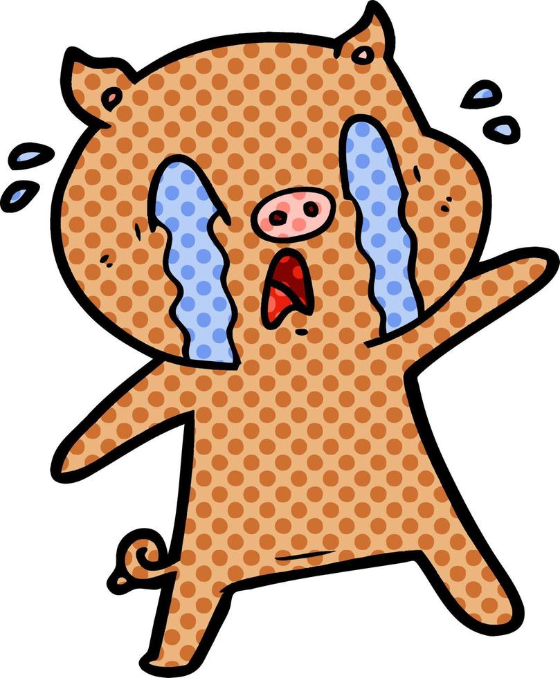 crying pig cartoon vector