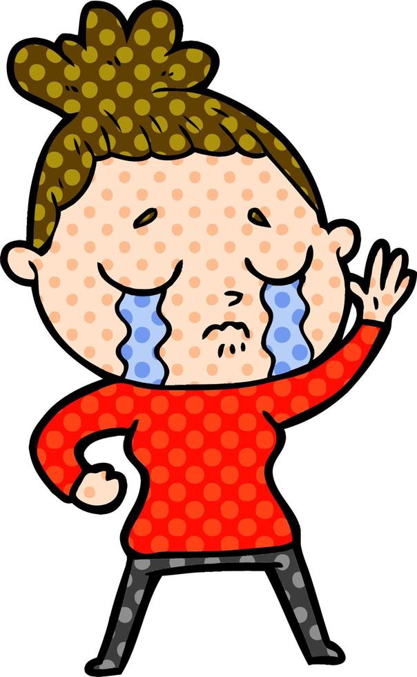 cartoon crying woman vector