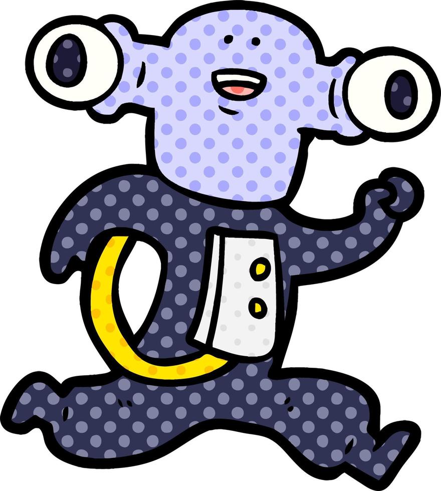 friendly cartoon alien running vector