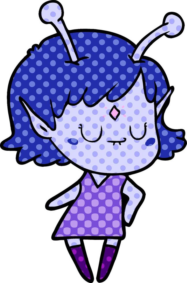 cartoon alien girl vector