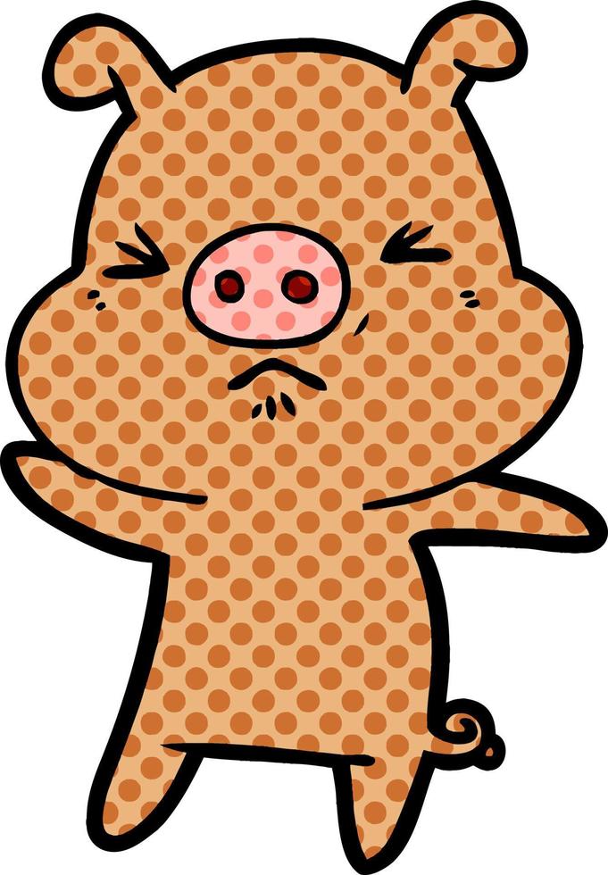 cartoon angry pig vector