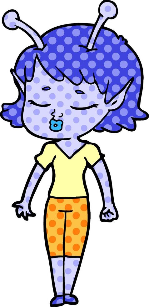 cute alien girl cartoon vector