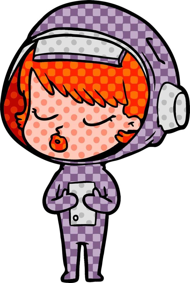 chica bonita astronauta de dibujos animados vector