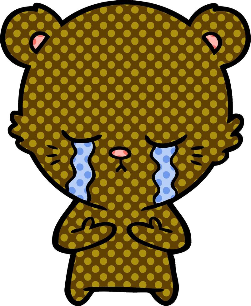 crying cartoon bear vector