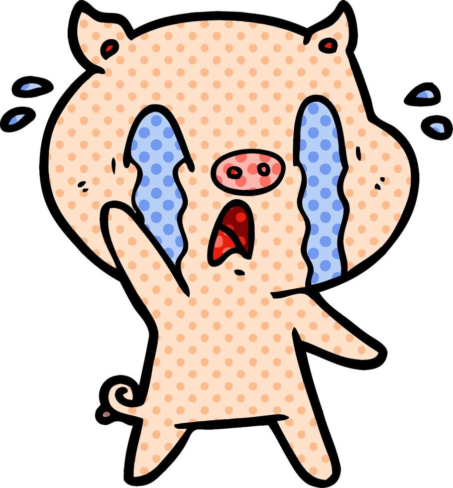 crying pig cartoon vector