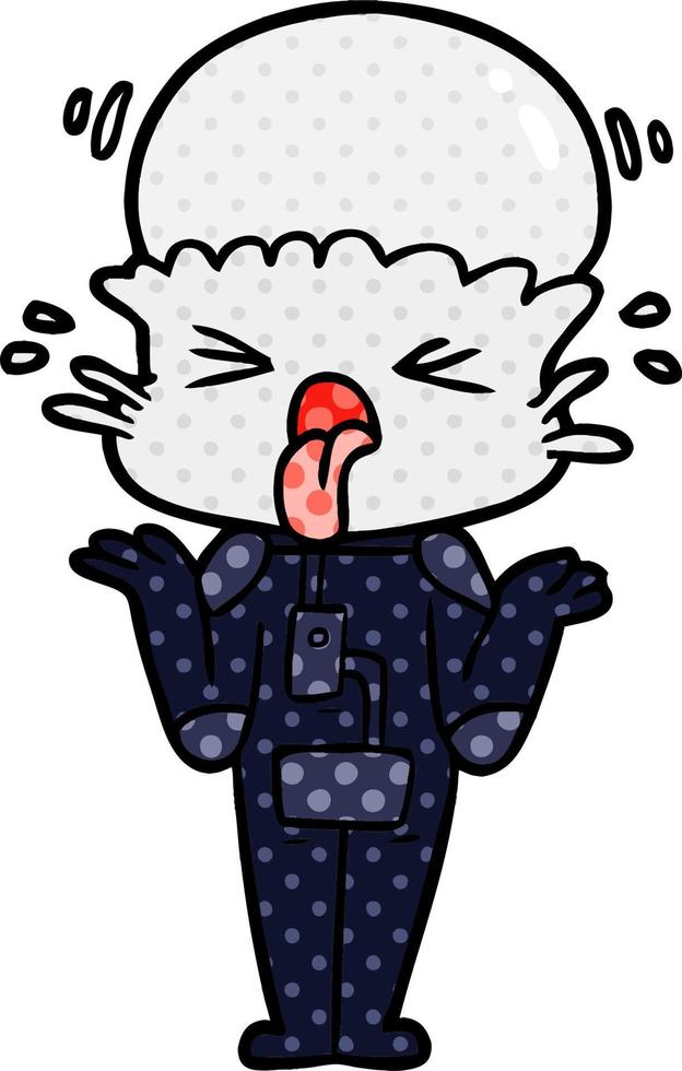 weird cartoon alien shrugging shoulders vector