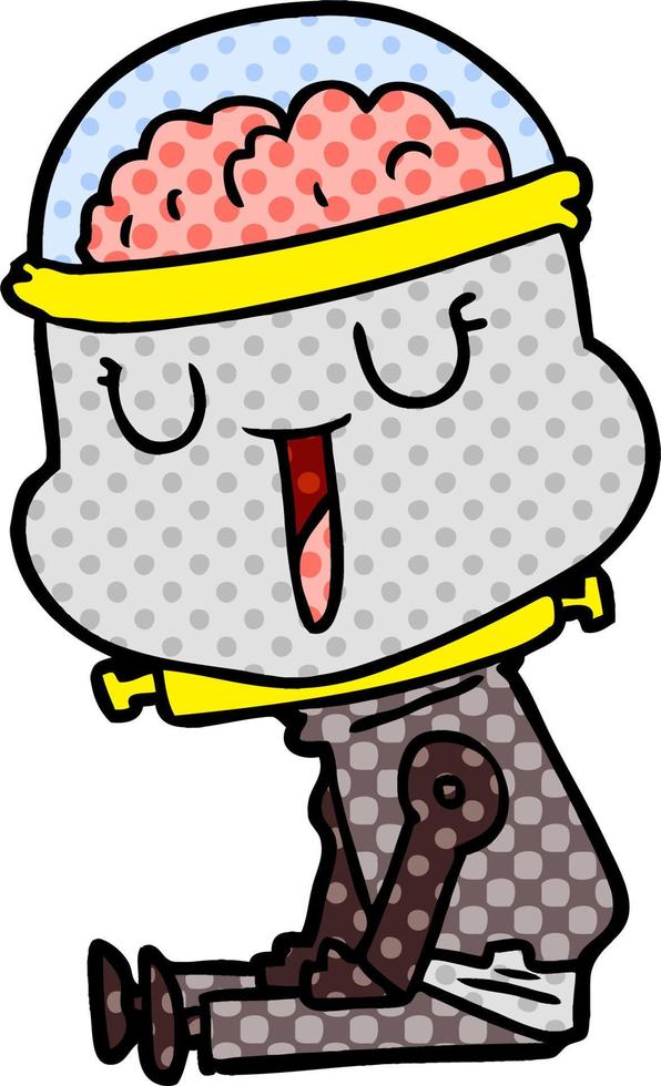 happy cartoon robot vector