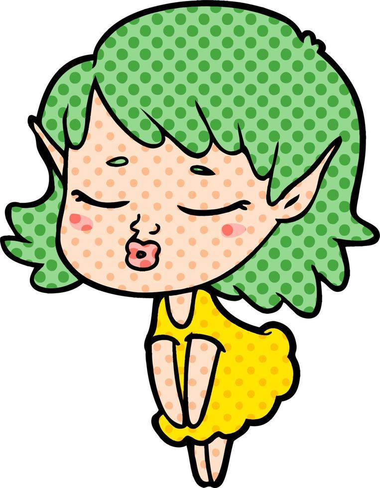 pretty cartoon elf girl vector
