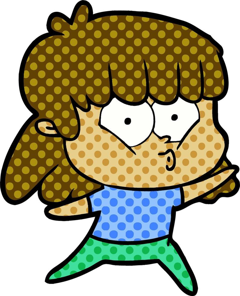 niña silbando de dibujos animados vector