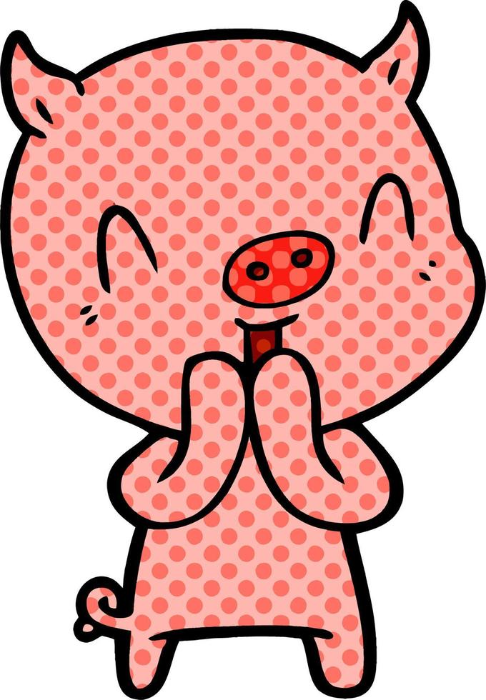 happy cartoon pig vector