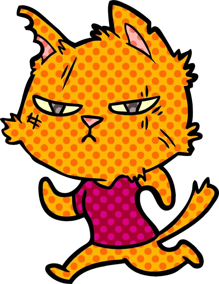 tough cartoon cat running vector