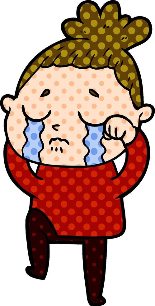 cartoon crying woman vector