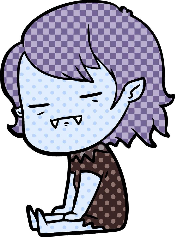 cartoon undead vampire girl sitting vector